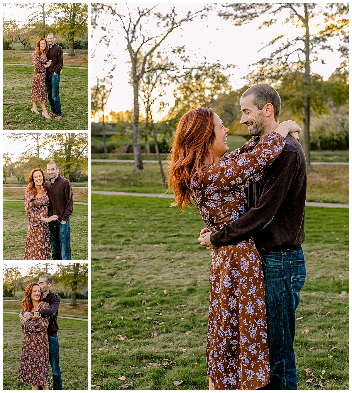 Springville Alabama family photographer_0045 Mom and Dad hugging and snuggling during fall family session at Big Springs Park in Springville, Alabama.