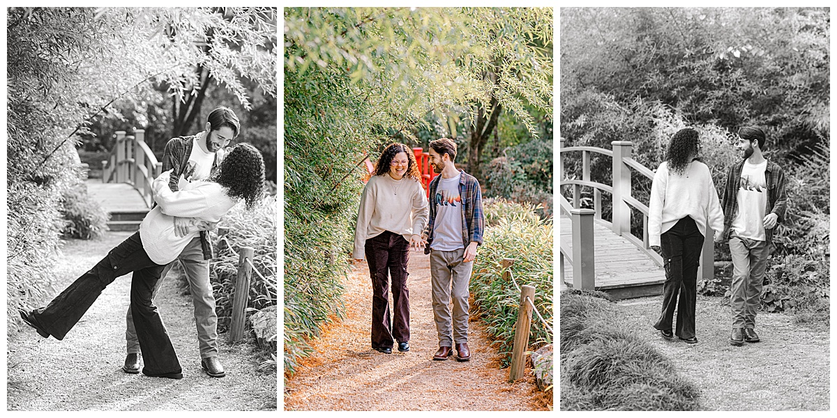 peyton-emma-under-bamboo-engagement.jpg Intimate portrait of Peyton and Emma framed by tall bamboo stalks at Birmingham Botanical Gardens, sharing a quiet moment.