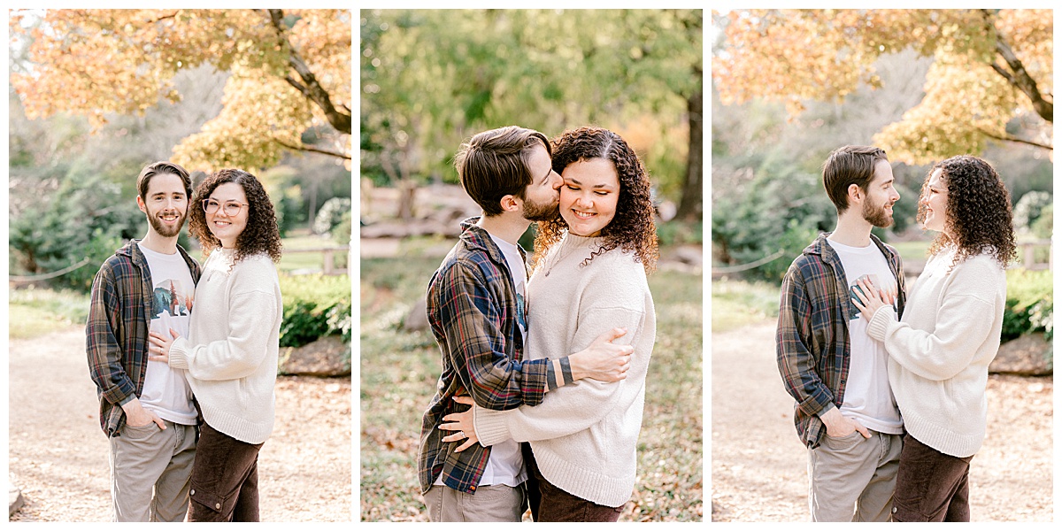 peyton-emma-golden-hour-glow-botanical-gardens.jpg Warm golden‑hour portrait of Peyton and Emma wrapped in each other’s arms under the soft fall light at Birmingham Botanical Gardens.