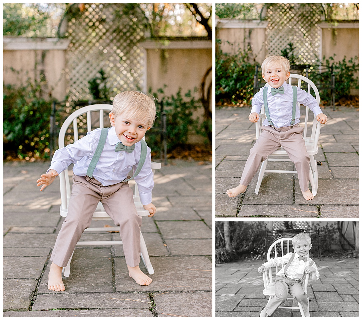 scott-portrait-rocking-chair Scott smiling and playing while seated in the white rocking chair under the pavilion, showing his joyful personality.